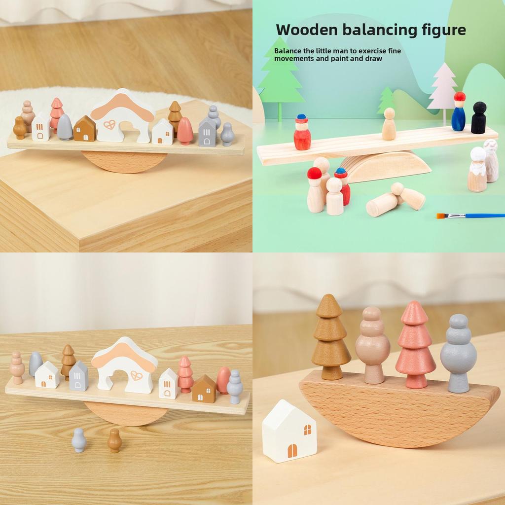 Wooden Balanced Stacked Building Blocks Children Puzzle Toy Set For Toddlers