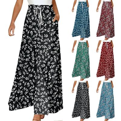 Women's High Waisted Wide Leg Pants Summer Casual Flowing Pocket Wide Leg Pants  Print Beach Pants