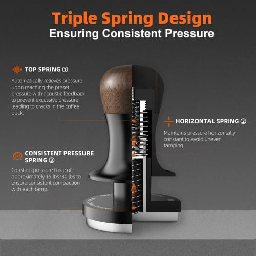 MHW-3BOMBER Coffee Tamper, 58mm, Espresso Tamper, Constant Pressure, 30lb, Audible Feedback, Easy Press, 15lb Spare Spring, Coffee Supplies, 58.35mm,