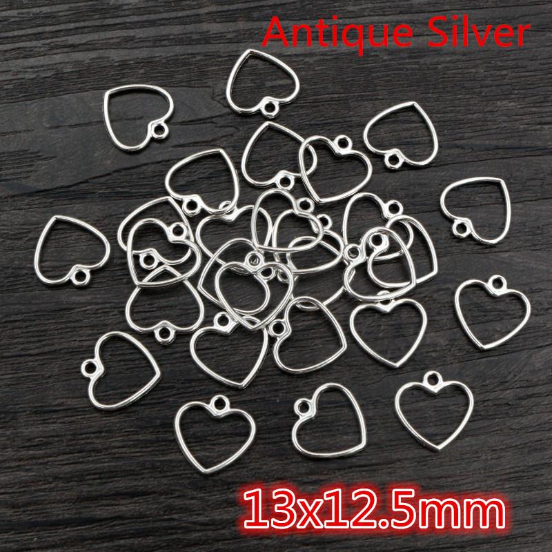 100PCS Picture Color Hollow Hearts Charms Geometry Pendant Metal Alloy DIY Necklace Bracelet Earrings Marking