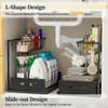 Under Sink Organizers, Metal Pull Out Under Sink Organizers,Storage Shelves with Sliding Drawer,Under Sink Storage for Kitchen