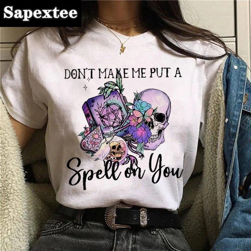 T-shirts Sweet Women Fashion Salem Print Aesthetic Clothes Graphic Unisex Tshirt Top Cartoon Lady Casual FeUnisex Tee Clothing Women