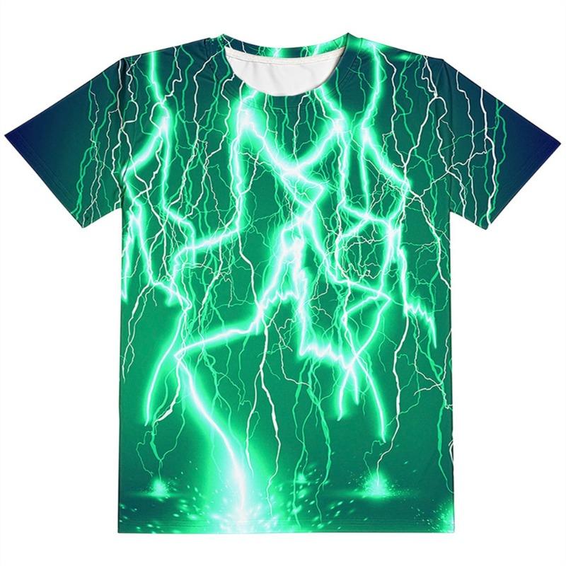 T-Shirts for Children 3D Print Flame Lightning Casual Boys Girls Tops Summer Crew Neck Short Sleeves 2025 Children's Clothing