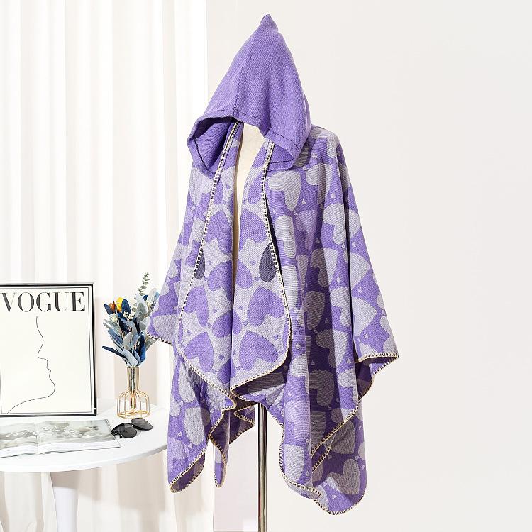 Knitted Split Shawl Thermal Hooded Cape Cape Knitted Shawl Women