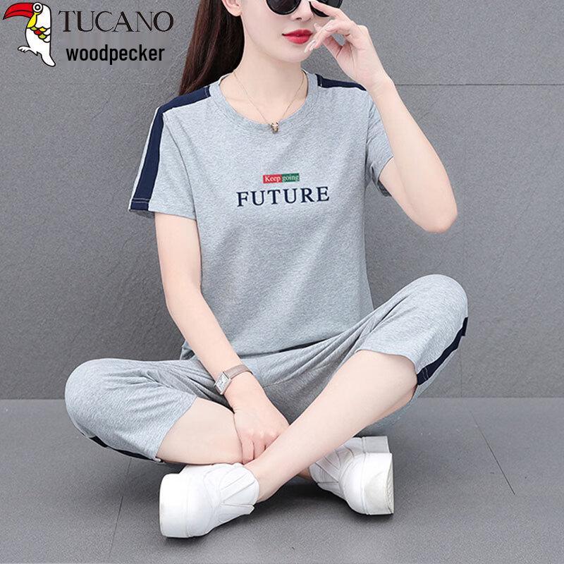 Woodpecker Women's Pure Cotton Short Sleeve Capris Set