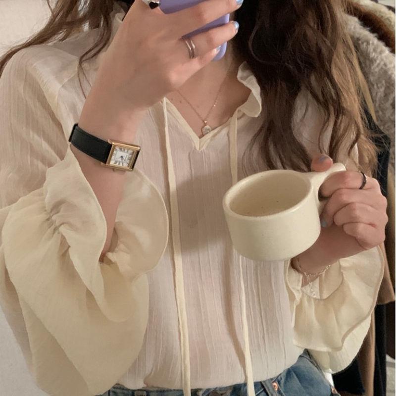 Women's Chiffon Loose-Fit Shirt, Korean Style - 2023 Spring/Autumn Collection