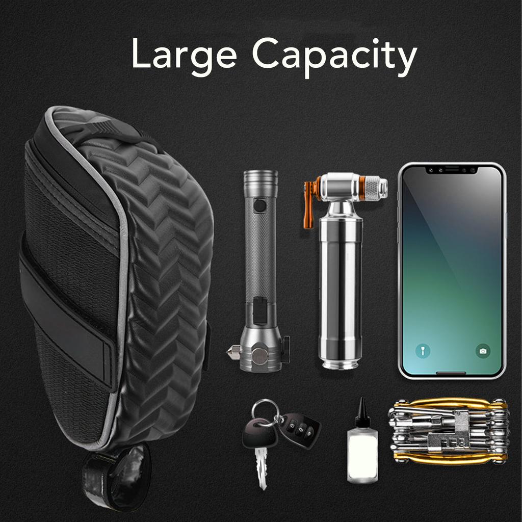 Bike Saddle Bag Polyester Reflective Strip Large Capacity Carrying Bag for Riding Cycling
