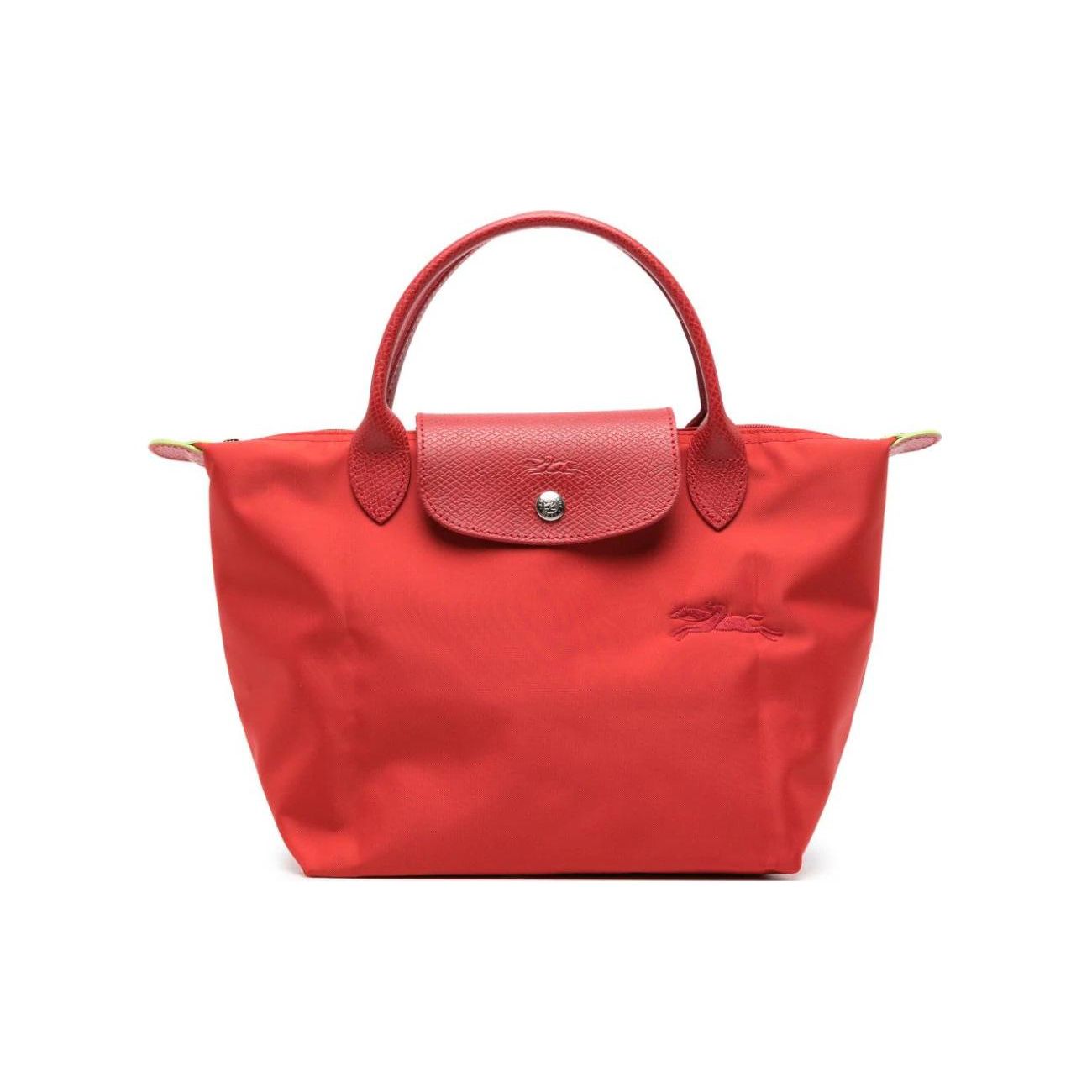 

Longchamp Le Pliage Logo Embroidered Top Zip Tote Bag Small Women handbags Tomato-Red 1621919P83 Tomato