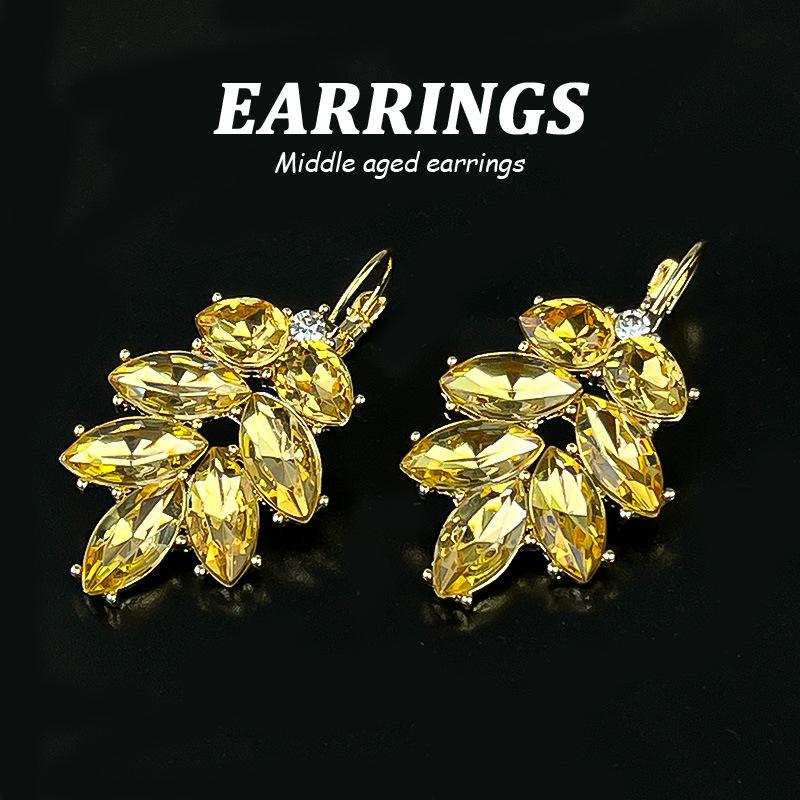Boucles d'oreilles pendantes Zircon Fleur Colorée pour Femmes, Boucles d'oreilles pendantes Statement pour Fête & Usage Quotidien
