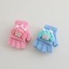 Children's Warm Flip Gloves Cute Cartoon Doll Cute Half Finger Coral Velvet Half Finger for Boys and Girls Fall and Winter Holidays