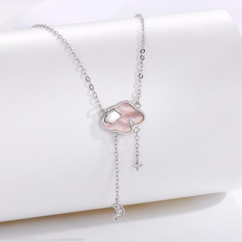 Nebula Hanging Moon Necklace Female Niche Exquisite Fresh And Sweet Ins Wind Cloud Star Moon Fringed Necklace Premium