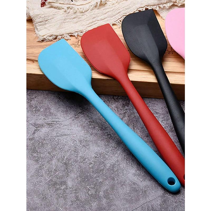 1pc Large Heat-Resistant Flexible Silicone Baking Spatula, Random Color, Easy To Clean, Kitchen Baking Tool, Cream Scraper