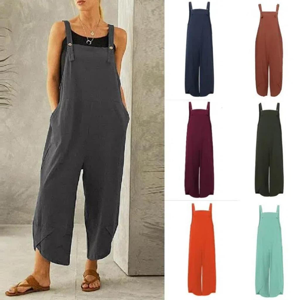 Women's Fashion Casual Pants Rompers Jumpsuits Overalls Bib Pants Long Trousers Playsuit Plus Size S-5XL