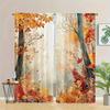 Herbstgelbe Vorhänge mit Herbstlaubdruck eignen sich für Schlafzimmer und Wohnzimmer, zur Heimdekoration und für Weihnachten