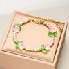 New Fashion Sweet Tulip Flower Necklace Bracelet Set For Women Elegant Pearl Clavicle Chain Necklace Girls Party Jewelry Gift