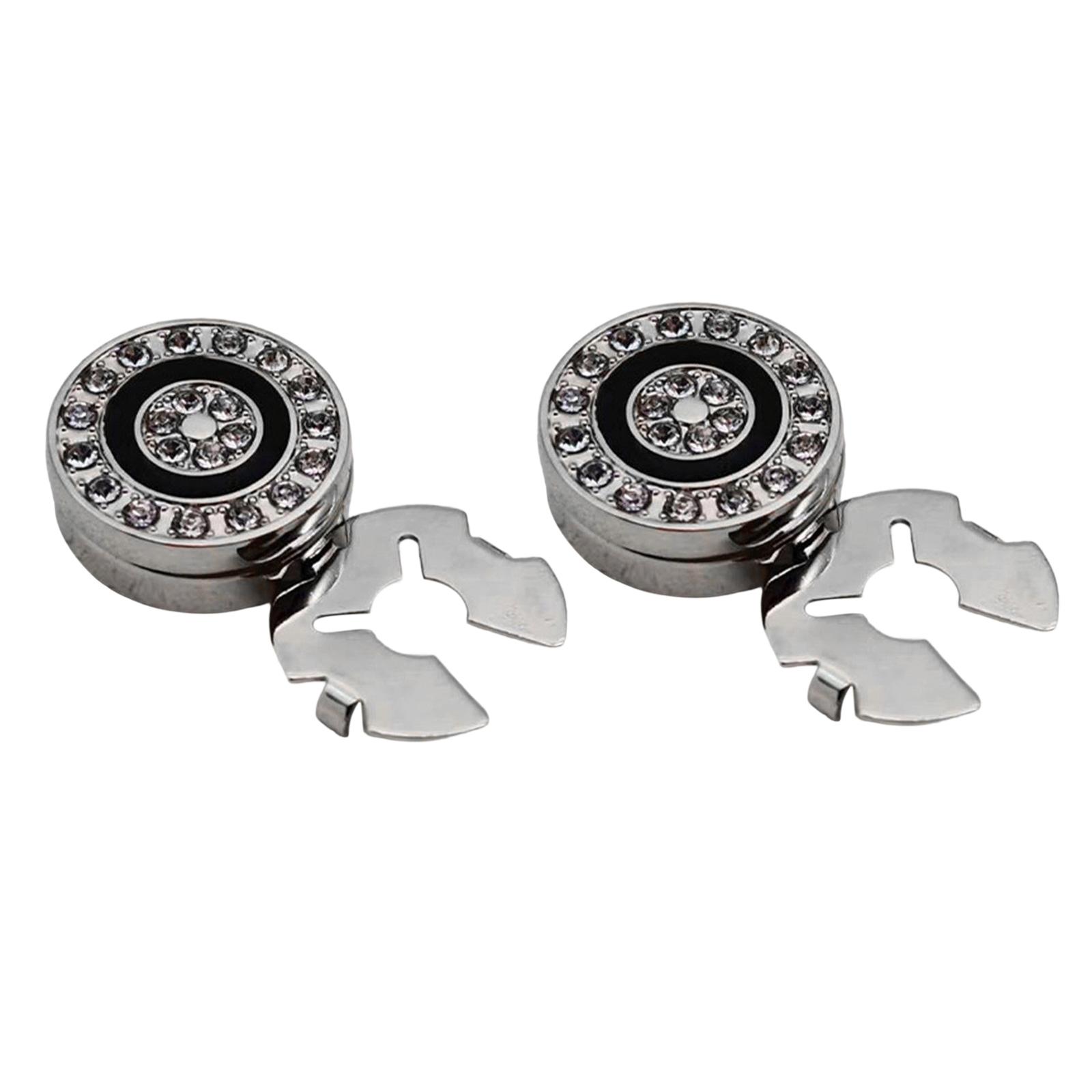 

1 пара корейских стилей, накладки на пуговицы, стразы, запонки, круглые запонки, свадебные аксессуары, деловой подарок для мужчины и папы серебряный