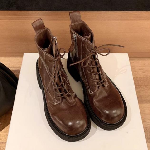 Yuanlitong winter new platform Martin boots women's British style front lace-up cool women's boots wear high-end short boots
