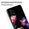 Anime cartoon cat illustration For Samsung A73 A72 A71 A55 A54 A53 A52 A51 A13 A22 A16 A15 A12 A14 A26 A07 5G Black Phone Case