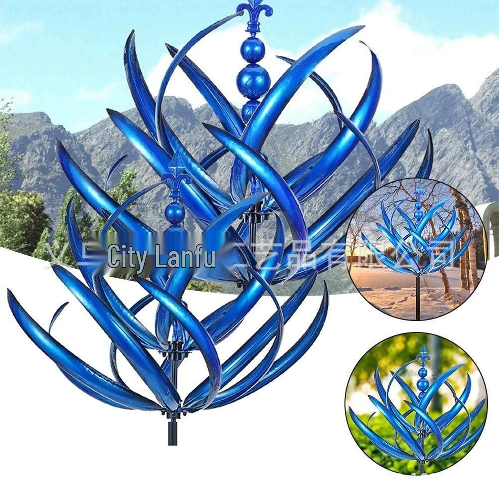 Metall Outdoor Kinetischer Windmühlen-Spinner: Künstlerische handgefertigte Gartendekoration aus Eisen