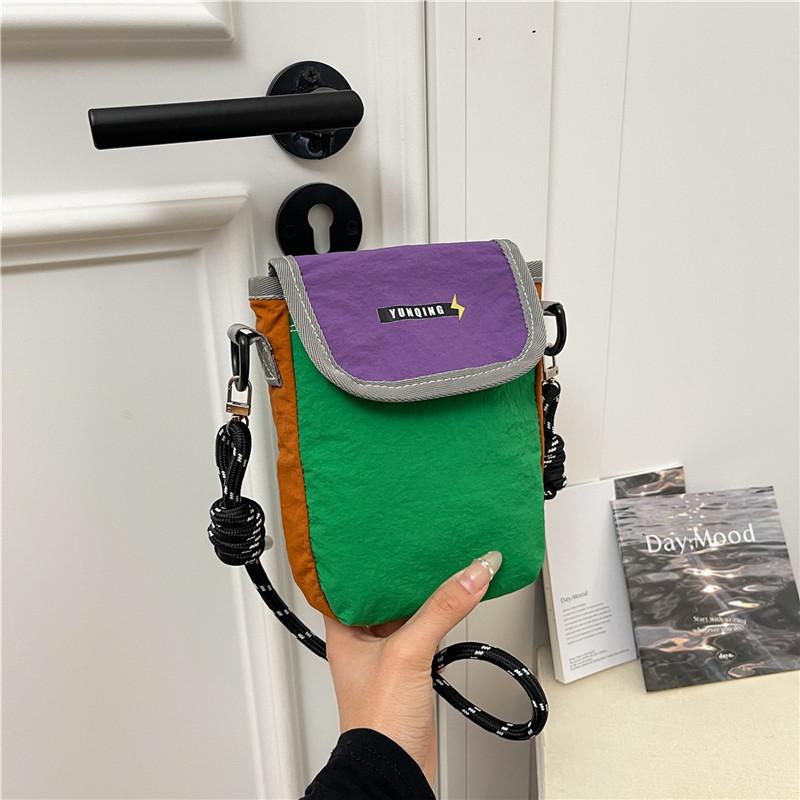 Nylon Crossbody Bag Mini Patch Color Block Design for Women Men Compact Phone Purse for Outdoor Events Travel
