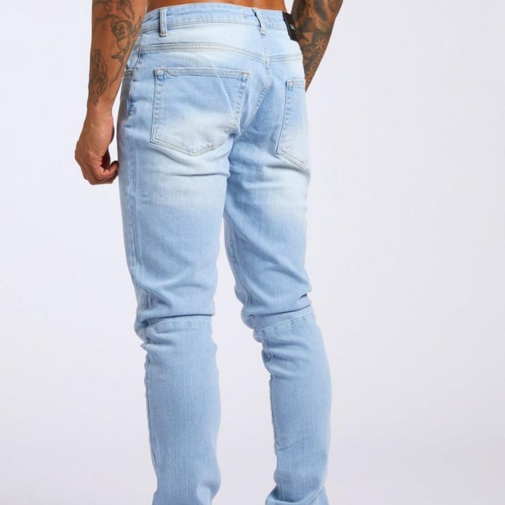 New Denim Men's Pants Ins Trend Black Slim High-waisted Denim Leggings Male