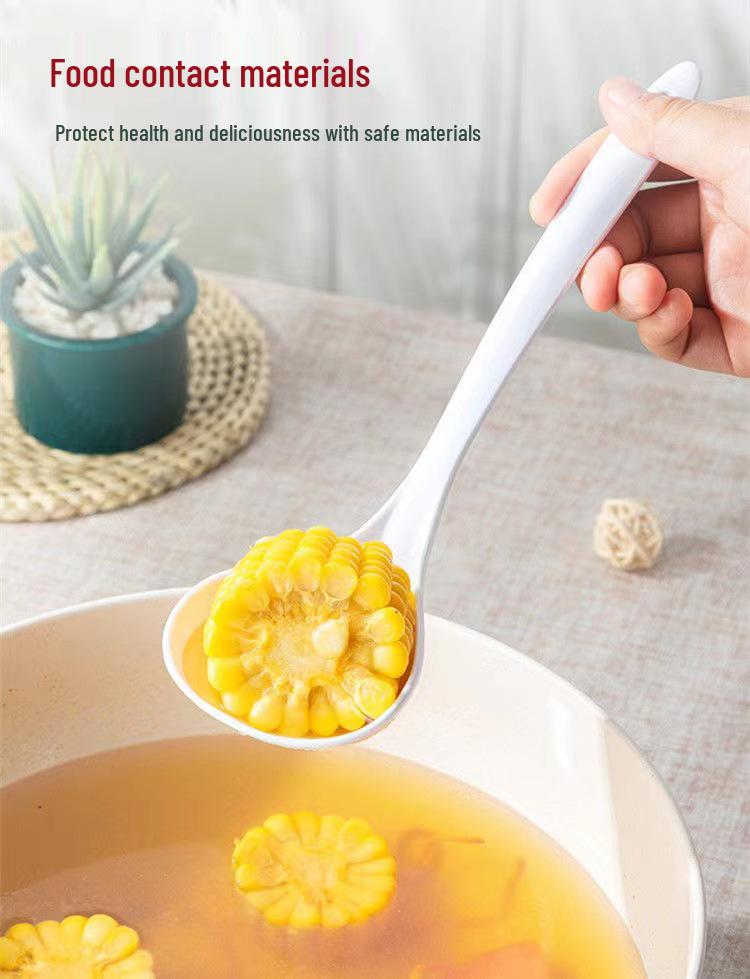 Thickened Long Handle Disposable Plastic Soup Spoon with Colander Design for Takeaway