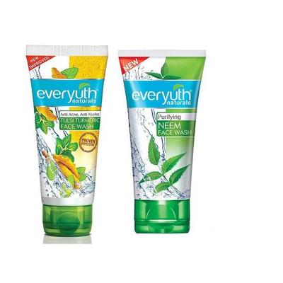 Everyuth Tulsi Turmeric Face Wash 50gm and Purifying Neem Face Wash, 50gm, Combo Pack