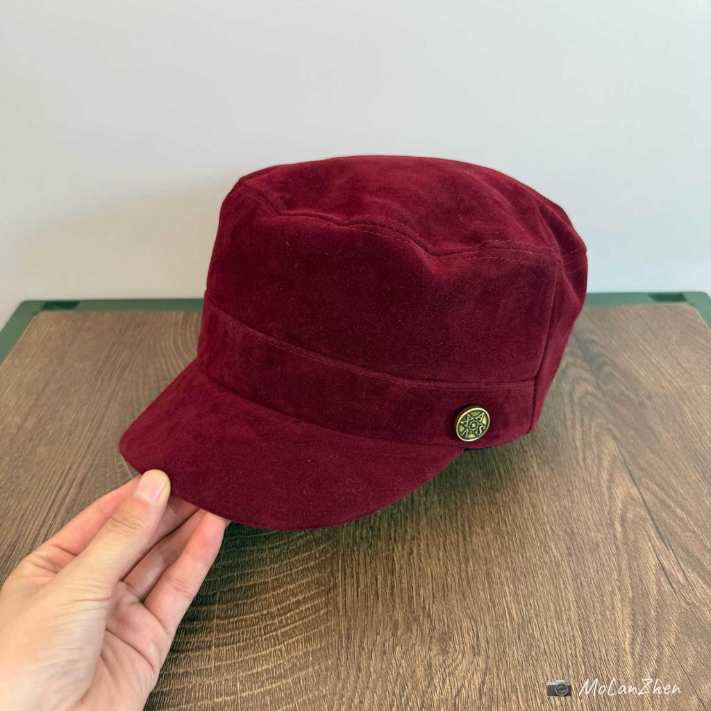 Korean suede velvet flat-top equestrian hat autumn and winter temperament retro cap literary and versatile British style newsboy hat