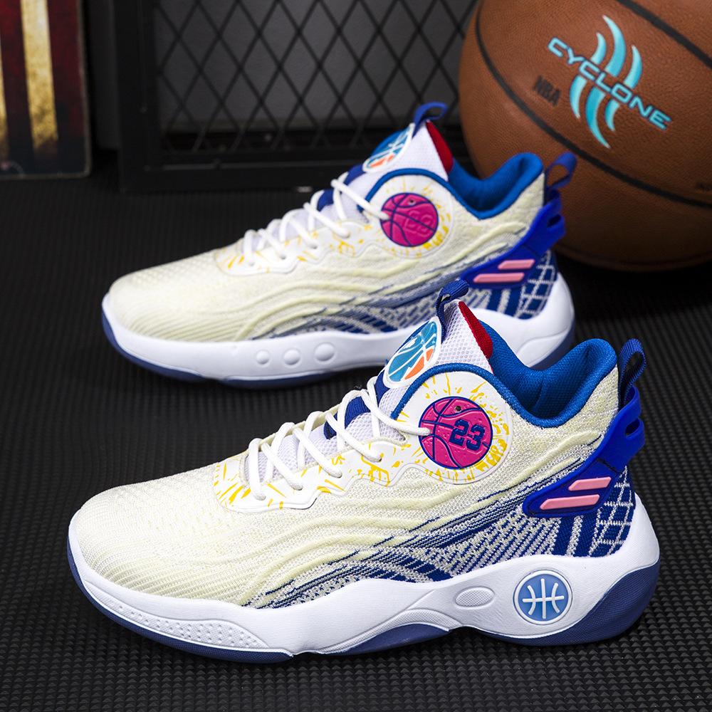 Basketball shoes men's shoes fly-woven mesh breathable non-slip wear-resistant actual combat lightweight soft sole high-top fashion student sports s