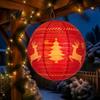 Sturdy Metal Frame Paper Lanterns Christmas Lantern Cute Gingerbread Man Snowman Elk Pattern Ceiling Hanging Collapsible Decorative 12 Inch