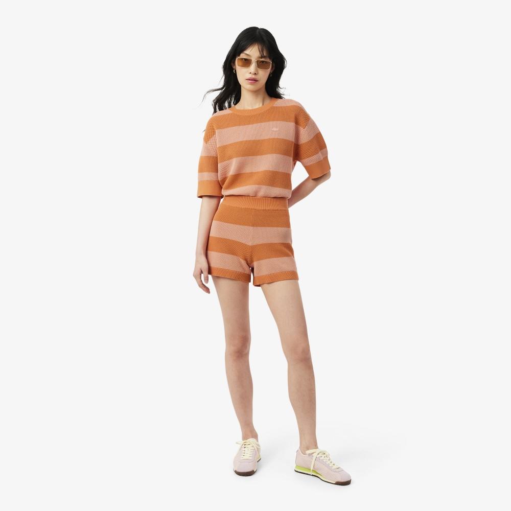 [lacoste] Women s Bold Stripe Shorts GF9891-56G4IM 34