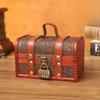 Retro Dragon Pattern Wooden Storage Box With Metal Lock For Storage Desktop