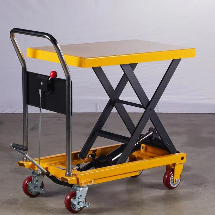 Electric Foot-Operated Platform Cart: Compact Manual Hydraulic Lifting Trolley for Warehousing