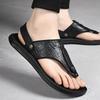 Foreign trade summer men's cowhide cool slippers 2025 new leather non-slip outdoor youth Korean version of flip-flops tide