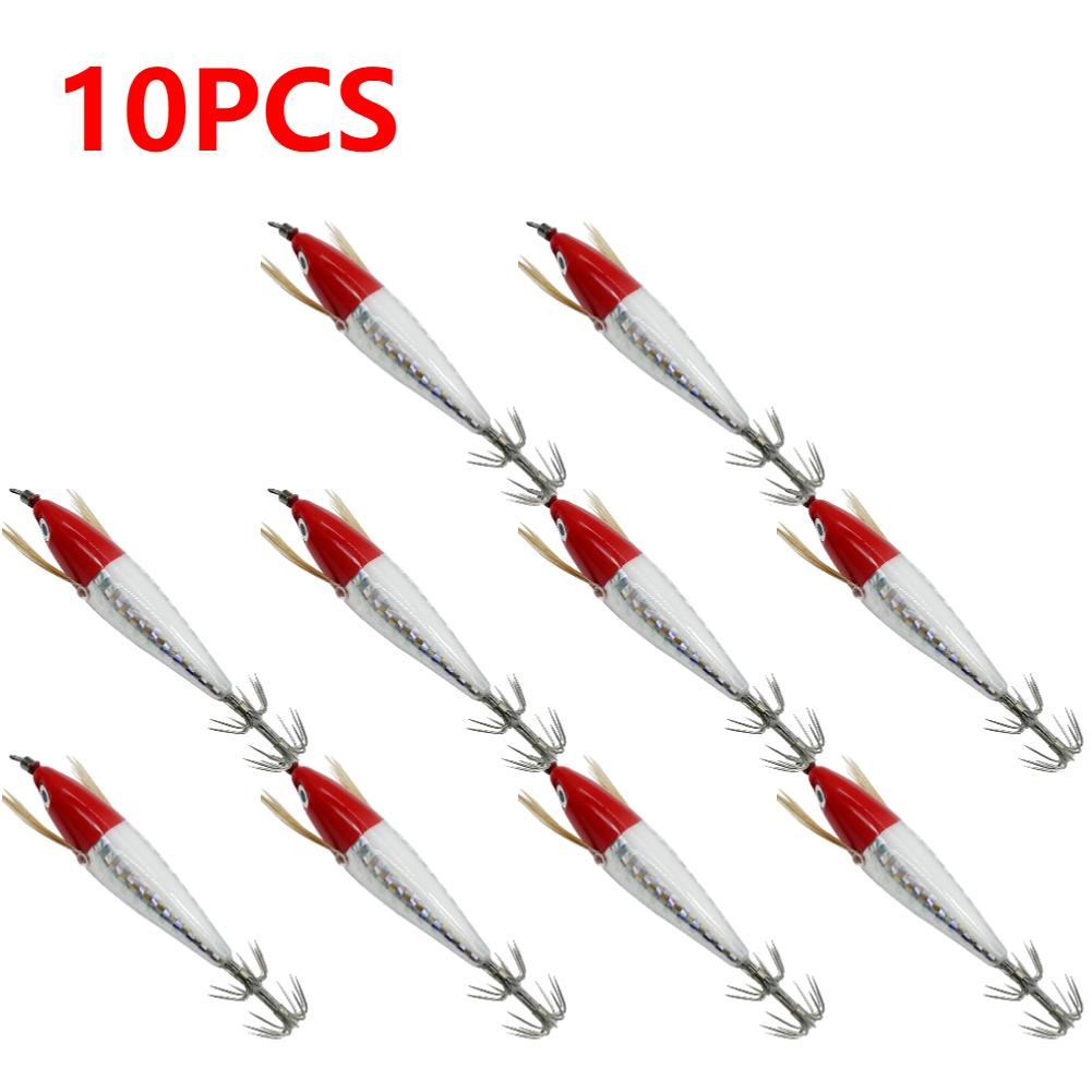 1-10PCS Luminous Fishing Lure Octopus Cuttlefish Fishing Bait Squid Jig Squid Hook Tackle Wood Shrimp Saltwater Fishing Baits