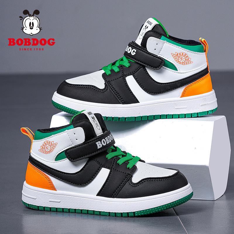 2025 New Girls' High-Top Leather AJ Sneakers: Autumn/Winter Cotton Shoes for Middle-Aged Children