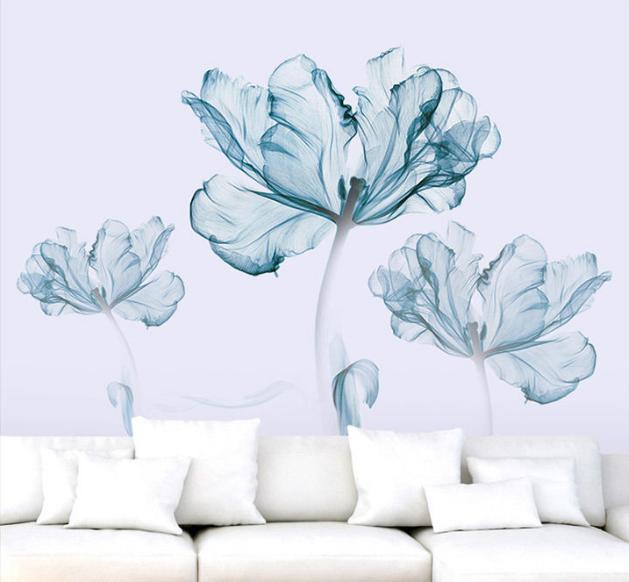 

Vintage Flower Living Room TV Wall Background Wall Stickers One Size білий