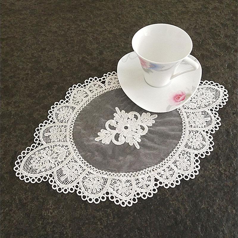 NEW Lace oval Embroidery Christmas wedding flower table place mat pad Cloth placemat kitchen Table decoration and accessories