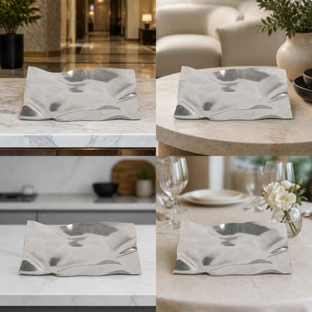 Edelstahl Servierplatte Langlebiges Geschirr Modern für Esstisch, Hotel