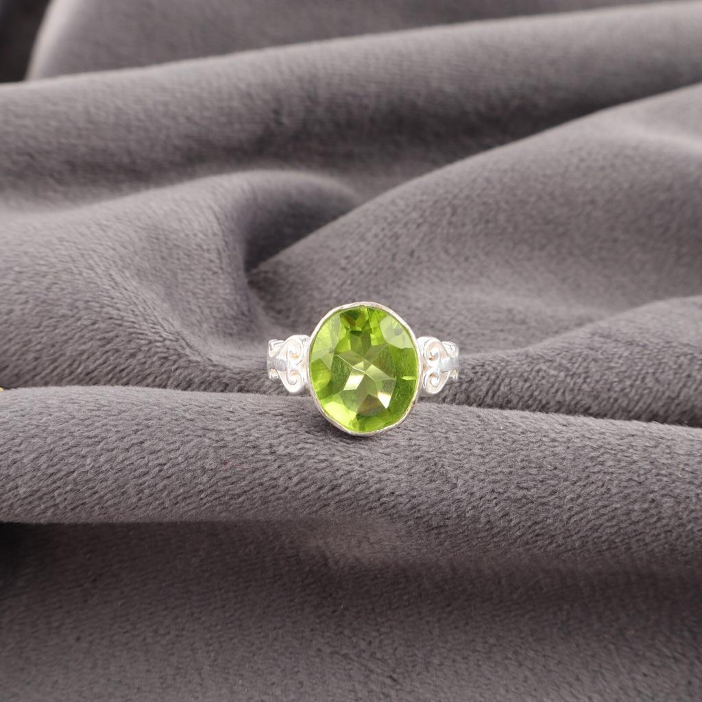 Peridot Gemstone 925 Sterling Silver Jewelry Handmade Ring For Mother's Day Gift RR-66-10