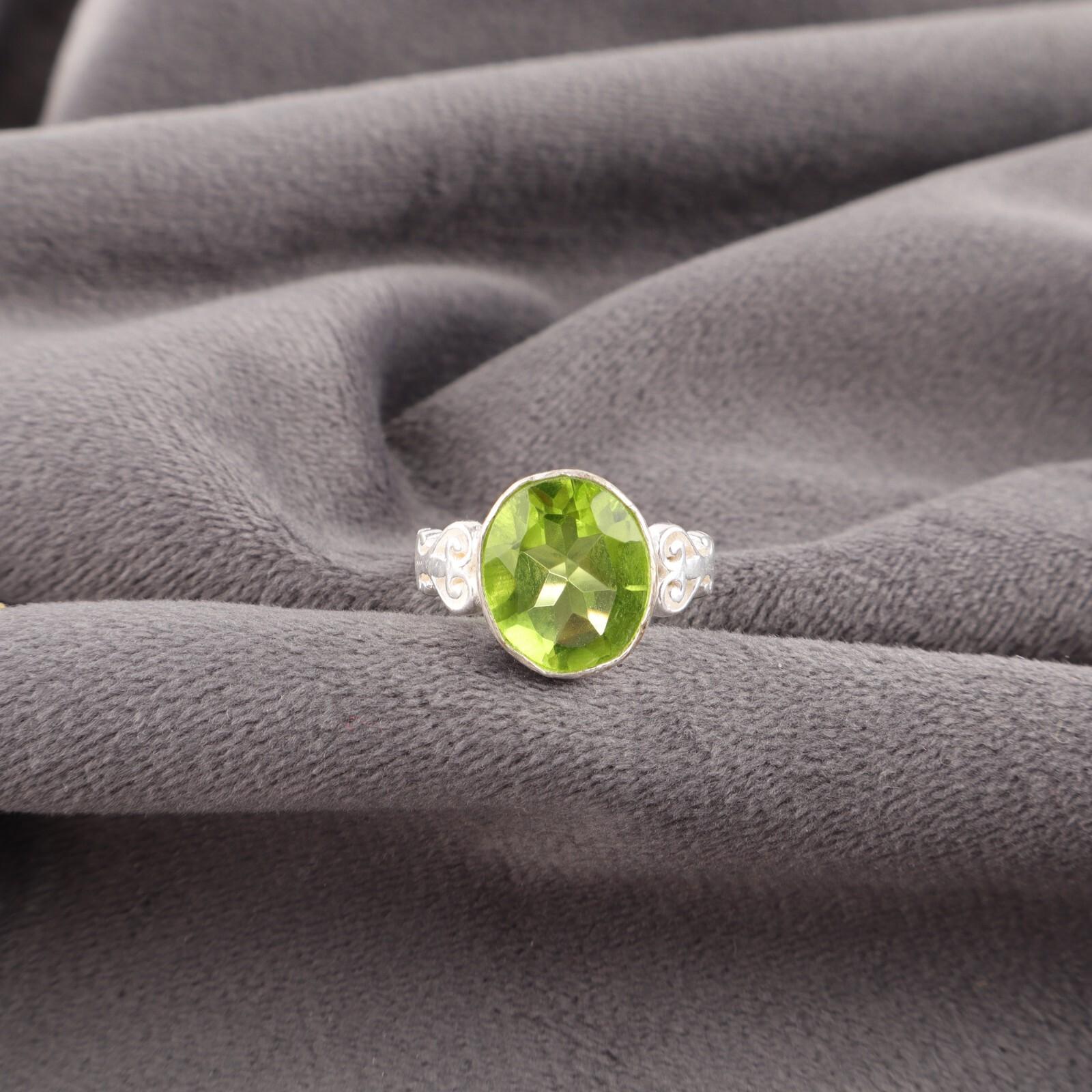 

Хризолит Драгоценный камень Ювелирные изделия из стерлингового серебра 925 ручной работы Кольцо в подарок на День матери RR-66-10 13