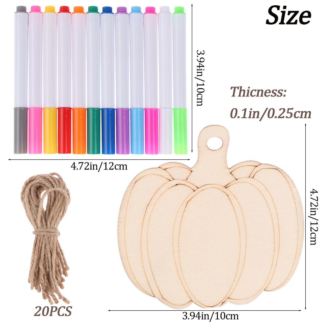 32 Pcs Pumpkin Shaped Hanging Ornaments Erasable Highlighters Set Unfinished Diy