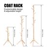 Coat Rack Sturdy Natural Bamboo Adjustable Floor Standing Bag Hats Hanger with 8 Hooks for Home/Bedroom/Office/Hallway/Entryway