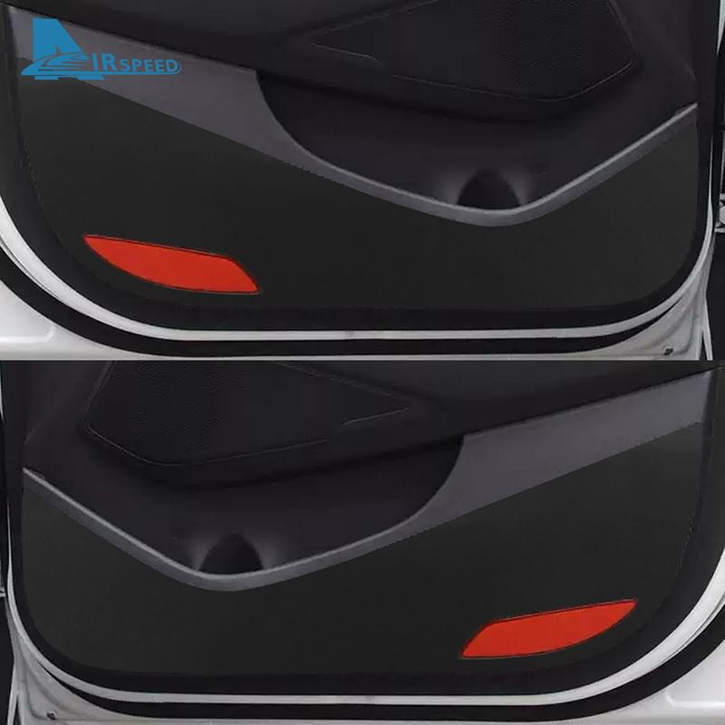 Door Anti-kick Pad For Hyundai Tucson MK3 2015 2016 2017 2018   LHD RHD Car Leather Carbon Mat Interior Trim Accessories