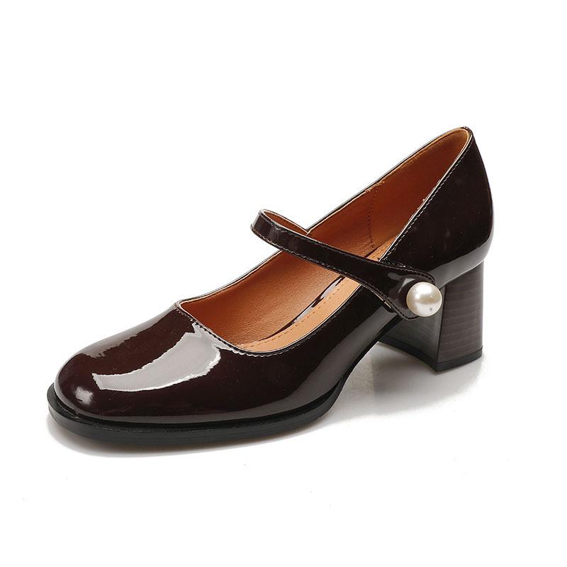 Pantofi de damă la modă cu toc gros în stil francez, noi, cu toc mediu-înalt, retro, stil colegial, pantofi simpli de damă, Zapatos De Mujer