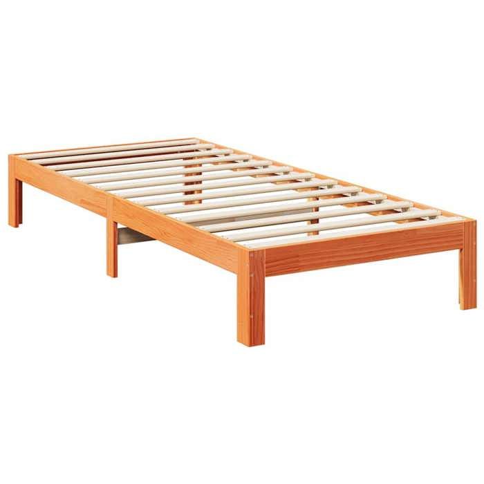 VidaXL Cadre de lit sans matelas cire marron 90x200 cm bois pin massif, meuble de chambre, sommier, lit double, lit, châlit, 859222