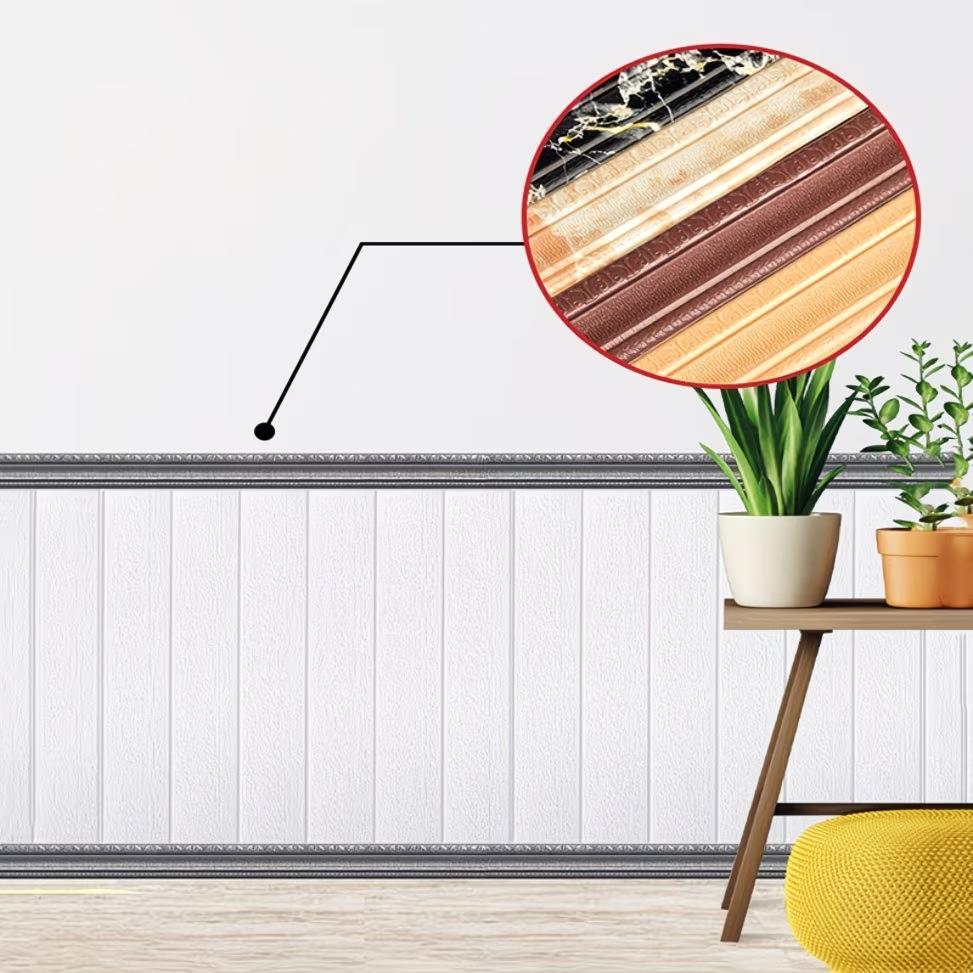 1PC 2.3m/90.55inch 3D Pattern Wallpaper Decorative Line Skirting Line Decoration Self-adhesive Living Room Wall Border Sticker
