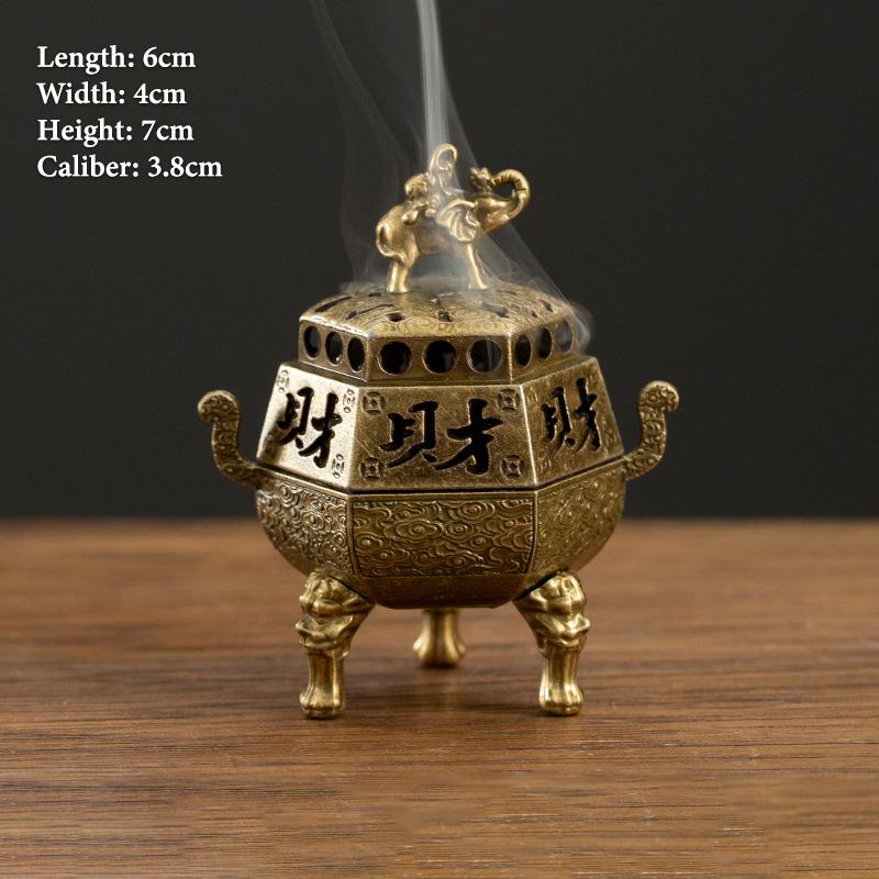 Vintage Alloy Incense Burner Stick Holder Three Legged Hollow Out Mini Sandalwood Censer Incense Burner Home Decoration