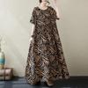 Short Sleeve Plus Size Cotton Vintage Floral New In Dresses for Women Casual Loose Long Summer Dress