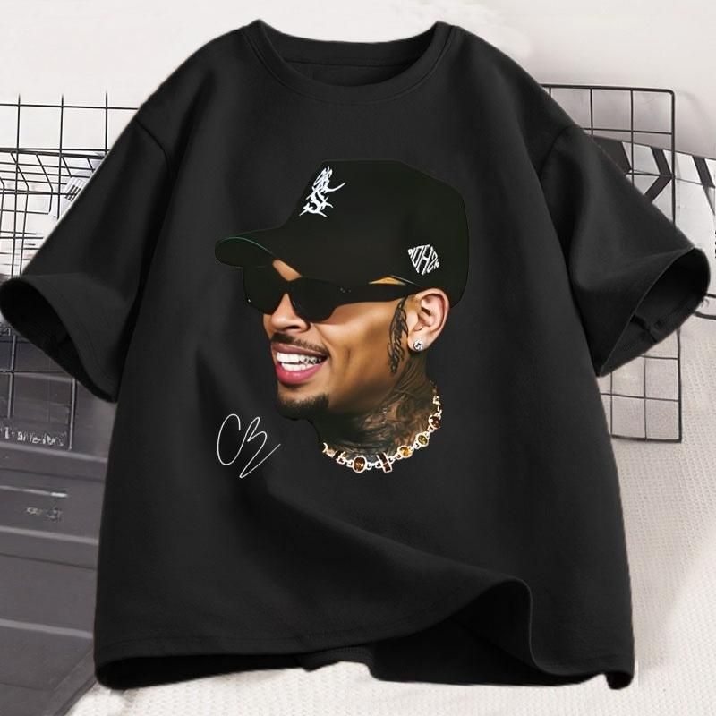 Chris Brown TShirt Breezy Bowl XX Rapper T Shirt Casual Short Sleeve Round Neck Tshirt Concert Music Hiphop Unisex Women Clothing